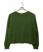 AURALEEオーラリー）の古着「HARD TWIST WOOL RIB KNIT BOAT NECK P Oリブニット/ハードツイストウールリブニットボートネックP Oリブニット」｜グリーン