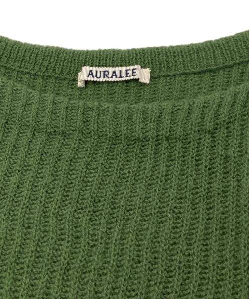 AURALEE（オーラリー）AURALEE (オーラリー) HARD TWIST WOOL RIB KNIT BOAT NECK P Oリブニット/ハードツイストウールリブニットボートネックP Oリブニット グリーン サイズ:3の古着・服飾アイテム