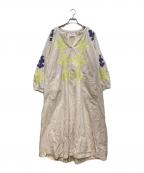 sara mallikaサラマリカ）の古着「Cotton Flower Patchwork Dress/コットン フラワー パッチワーク ドレス」｜ベージュ