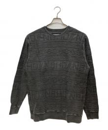 NEIGHBORHOOD（ネイバーフッド）の古着「ヴィンテージ加工 ジャガード コットン ニット」｜グレー