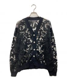 mizuiro-ind（ミズイロインド）の古着「クロシェットネット刺繍カーディガン」｜ブラック