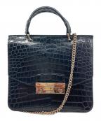 FURLAフルラ）の古着「型押しレザーショルダーバッグ」｜ブラック