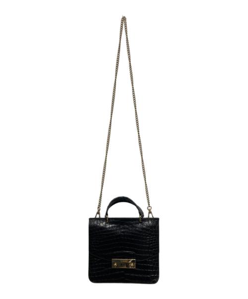 FURLA（フルラ）FURLA (フルラ) 型押しレザーショルダーバッグ ブラックの古着・服飾アイテム