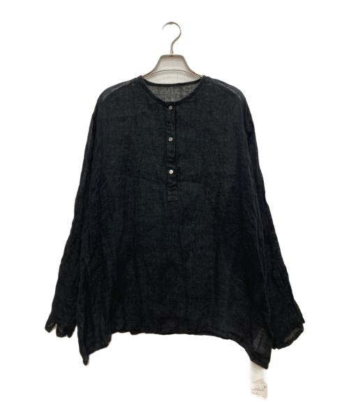 FRAMeWORK（フレームワーク）FRAMeWORK (フレームワーク) LINENクレープヘンリーネックブラウス ネイビー サイズ:free 未使用品の古着・服飾アイテム