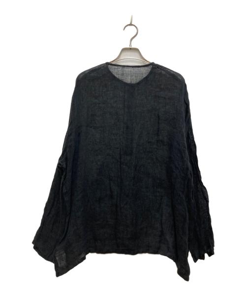 FRAMeWORK（フレームワーク）FRAMeWORK (フレームワーク) LINENクレープヘンリーネックブラウス ネイビー サイズ:free 未使用品の古着・服飾アイテム