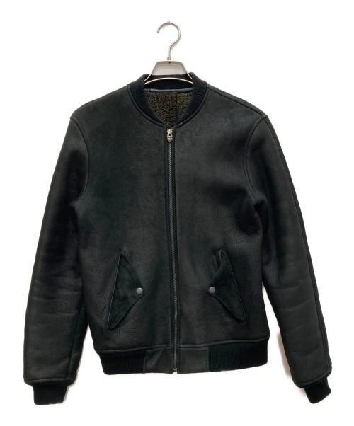 noir basic（-）noir basic (-) スウェードレザーボンバージャケット ブラウン サイズ:Sの古着・服飾アイテム