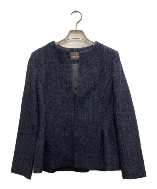 Demi-Luxe Beams（デミルクス ビームス）Demi-Luxe BEAMS (デミルクス ビームス) ツイード ペプラムジャケット セットアップ ネイビー サイズ:38の古着・服飾アイテム