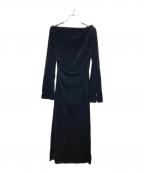 Snidelスナイデル）の古着「フロッキーベロアドレープドレス」｜ブラック