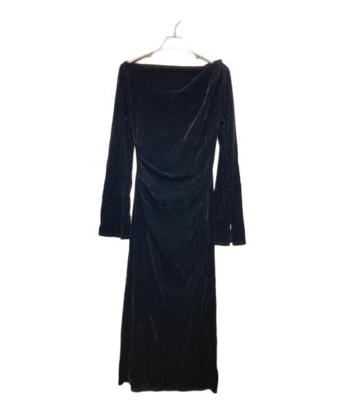Snidel（スナイデル）Snidel (スナイデル) フロッキーベロアドレープドレス ブラック 未使用品の古着・服飾アイテム