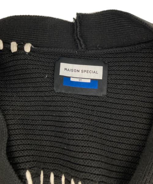 MAISON SPECIAL（メゾンスペシャル）MAISON SPECIAL (メゾンスペシャル) 鬼ワッフルクレイジーパッチワークエンブロイダリーVネックニット ブラック サイズ:1の古着・服飾アイテム