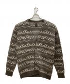 BATONERバトナ―）の古着「MOHAIR JAQURD CARDIGAN/モヘヤジャカードカーディガン」｜ブラウン