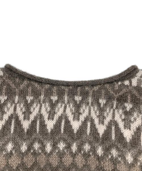 BATONER（バトナ―）BATONER (バトナ―) MOHAIR JAQURD CARDIGAN/モヘヤジャカードカーディガン ブラウン サイズ:3の古着・服飾アイテム