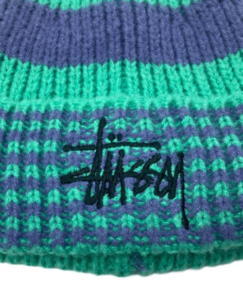 stussy（ステューシー）stussy (ステューシー) Striped Big Basic グリーン×パープルの古着・服飾アイテム