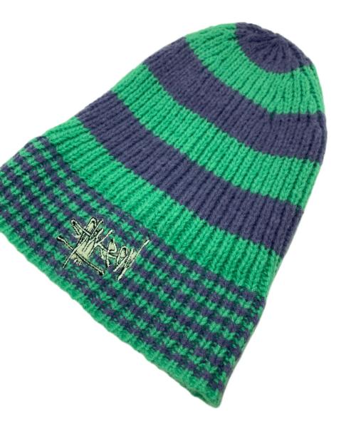 stussy（ステューシー）stussy (ステューシー) Striped Big Basic グリーン×パープルの古着・服飾アイテム