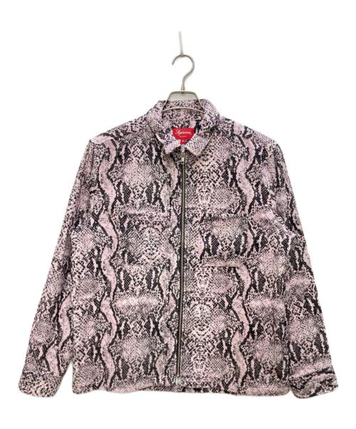 SUPREME（シュプリーム）Supreme (シュプリーム) snakeskin corduroy zip up shirt/スネイクスキンコーデュロイジップアップシャツ ピンク サイズ:Ｍの古着・服飾アイテム