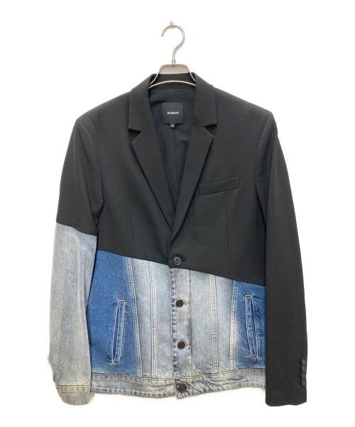 Desigual（デシグアル）Desigual (デシグアル) デニム×テーラードハイブリッドジャケット ブラック×インディゴ サイズ:52の古着・服飾アイテム
