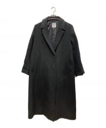 crewre（クルー）の古着「アジャスタブルウールロングコート」｜ブラック