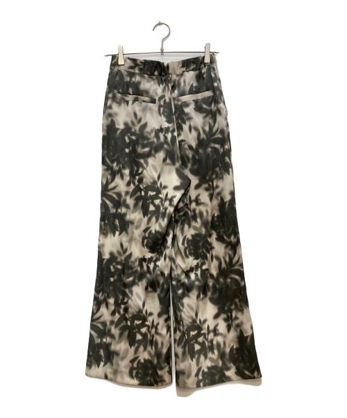 Noble（ノーブル）Noble (ノーブル) コモレビプリントサテンワイドパンツ ブラック×ホワイト サイズ:36の古着・服飾アイテム