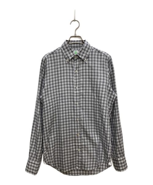 finamore（フィナモレ）finamore (フィナモレ) ボタンダウンチェックシャツ グレー サイズ:Sの古着・服飾アイテム