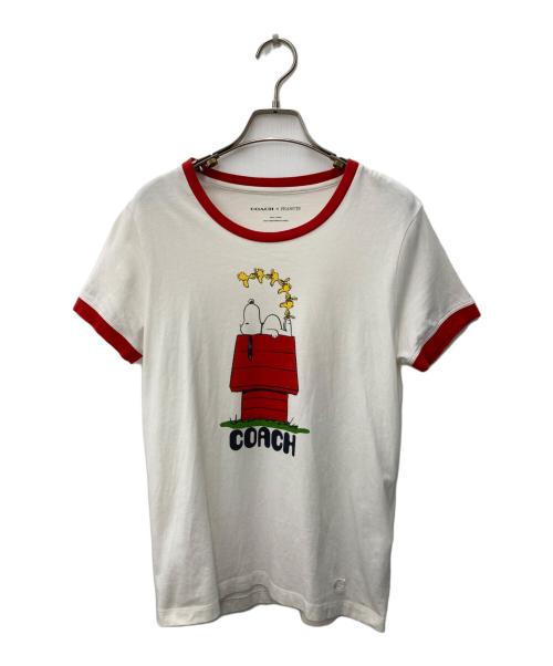 COACH（コーチ）COACH (コーチ) PEANUTS (ピーナッツ) リンガーTシャツ ホワイト サイズ:Ｓ　の古着・服飾アイテム