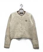 FRED PERRY×RAY BEAMSフレッドペリー×レイ ビームス）の古着「Fluffy Crewneck Knit Cardigan/フラッフィー クルーネック ニット カーディガン」｜ホワイト