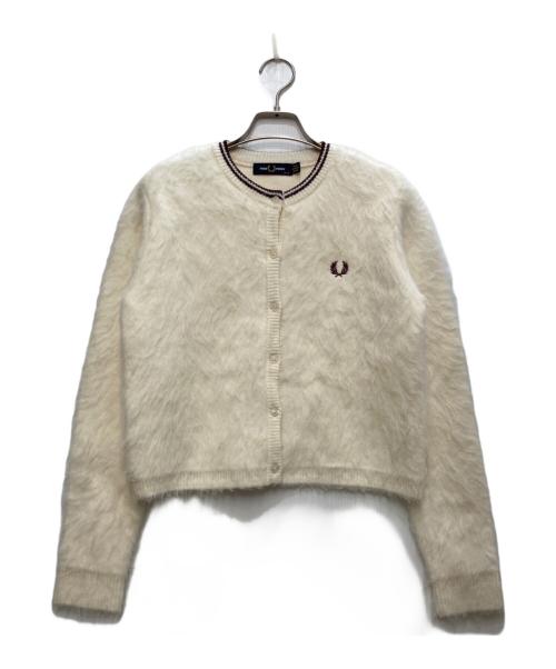FRED PERRY（フレッドペリー）FRED PERRY (フレッドペリー) RAY BEAMS (レイ ビームス) Fluffy Crewneck Knit Cardigan/フラッフィー クルーネック ニット カーディガン ホワイト サイズ:10の古着・服飾アイテム