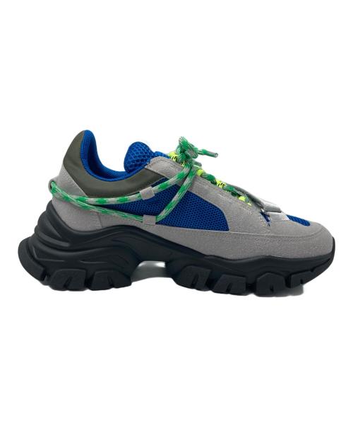 OMMO（オーエムエムオー）OMMO (オーエムエムオー) TWIST LACE BELTED SNEAKERS グレー×ブルー サイズ:37の古着・服飾アイテム