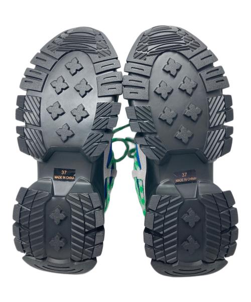 OMMO（オーエムエムオー）OMMO (オーエムエムオー) TWIST LACE BELTED SNEAKERS グレー×ブルー サイズ:37の古着・服飾アイテム