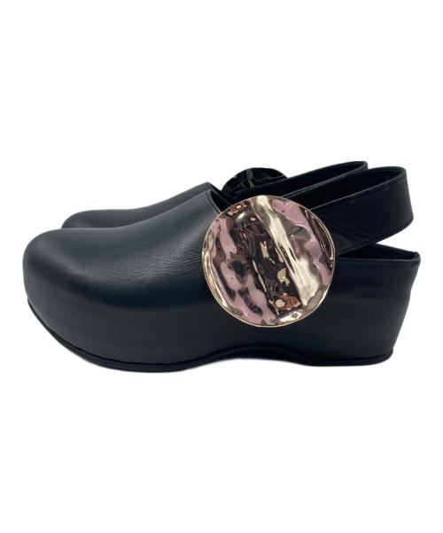 HARUNOBUMURATA（ハルノブ ムラタ）HARUNOBUMURATA (ハルノブ ムラタ) TOE PLATFORM LEATHER SHOES/トウ プラットフォーム レザー シューズ ブラック サイズ:37の古着・服飾アイテム