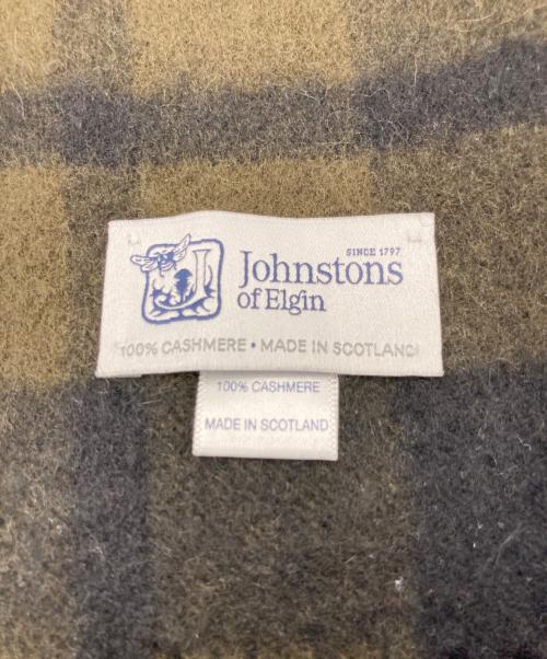 JOHNSTONS OF ELGIN（ジョンストンズオブエルガン）JOHNSTONS OF ELGIN (ジョンストンズオブエルガン) 大判カシミヤ100％ストール ブラウン×ブルーの古着・服飾アイテム