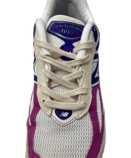 NEW BALANCE（ニューバランス）NEW BALANCE (ニューバランス) ローカットスニーカー ホワイト×パープル サイズ:cm26の古着・服飾アイテム