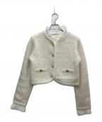 Snidelスナイデル）の古着「ファーライクフリルニットジャケット」｜ホワイト