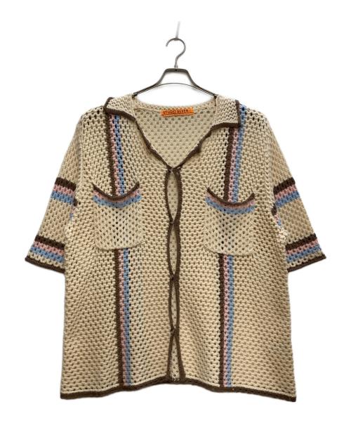 studio seven（スタジオセブン）STUDIO SEVEN (スタジオセブン) Cotton Crochet Shir/半袖ﾆｯﾄ アイボリー サイズ:Ｌの古着・服飾アイテム