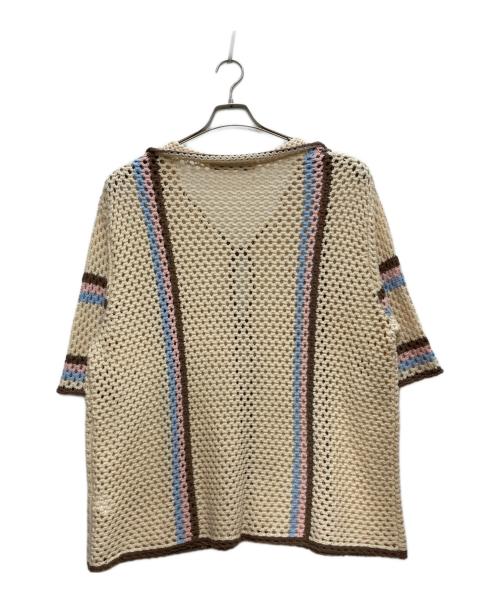 studio seven（スタジオセブン）STUDIO SEVEN (スタジオセブン) Cotton Crochet Shir/半袖ﾆｯﾄ アイボリー サイズ:Ｌの古着・服飾アイテム