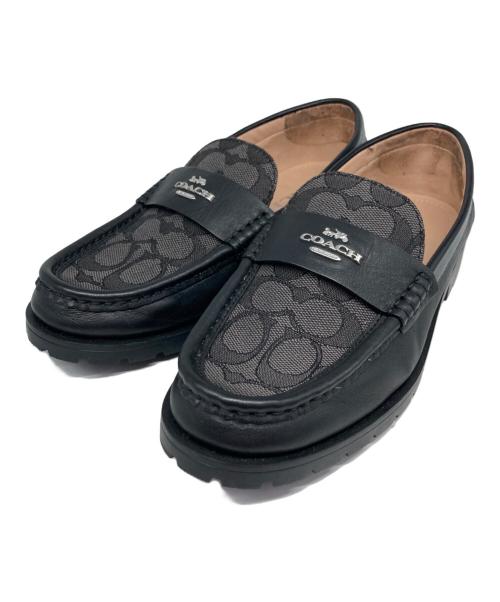 COACH（コーチ）COACH (コーチ) ジャニー ローファー・シグネチャー ジャカード ブラック×グレー サイズ:US5.5C/EUR36の古着・服飾アイテム