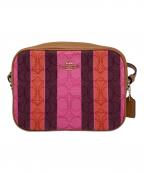 COACHコーチ）の古着「ショルダーバッグ」｜ベージュ×ピンク