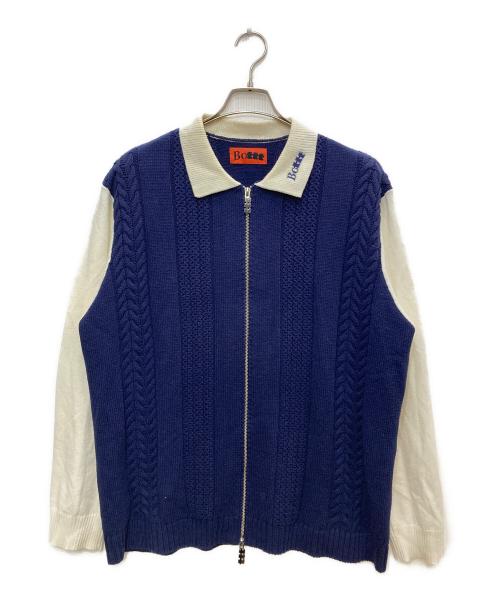 BoTT（ボット）BoTT (ボット) TTT MSW (ティー) ジップアップニット ホワイト×ネイビー サイズ:XLの古着・服飾アイテム
