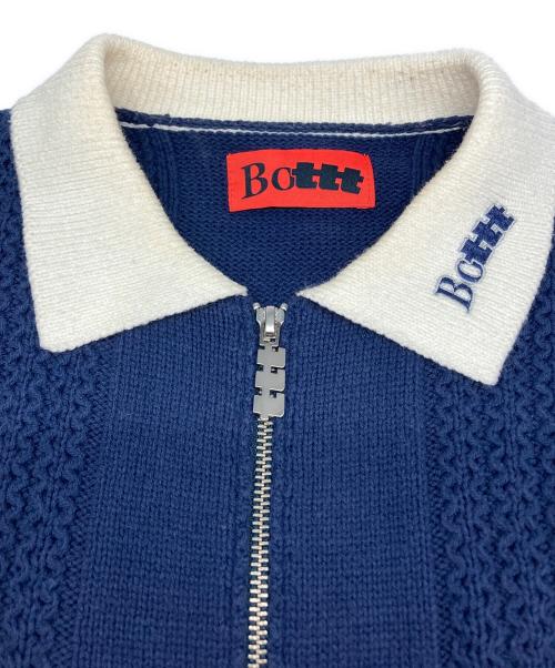 BoTT（ボット）BoTT (ボット) TTT MSW (ティー) ジップアップニット ホワイト×ネイビー サイズ:XLの古着・服飾アイテム
