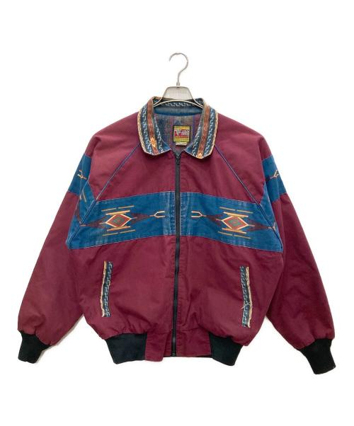 BEE-WILD（ビー ワイルド）BEE-WILD (ビー ワイルド) ネイティブ柄ジップジャケット ボルドー サイズ:Ｍの古着・服飾アイテム