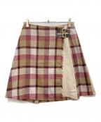 BLUE LABEL CRESTBRIDGEブルーレーベルクレストブリッジ）の古着「チェックスカート」｜ベージュ