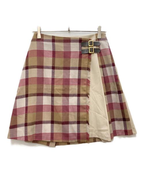 BLUE LABEL CRESTBRIDGE（ブルーレーベルクレストブリッジ）BLUE LABEL CRESTBRIDGE (ブルーレーベルクレストブリッジ) チェックスカート ベージュ サイズ:38の古着・服飾アイテム