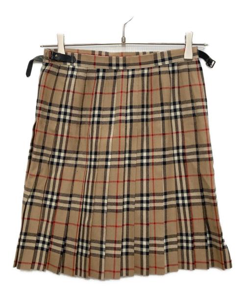 Burberry's（バーバリー）Burberry's (バーバリー) ノバチェック プリーツミニスカート ベージュ サイズ:36の古着・服飾アイテム