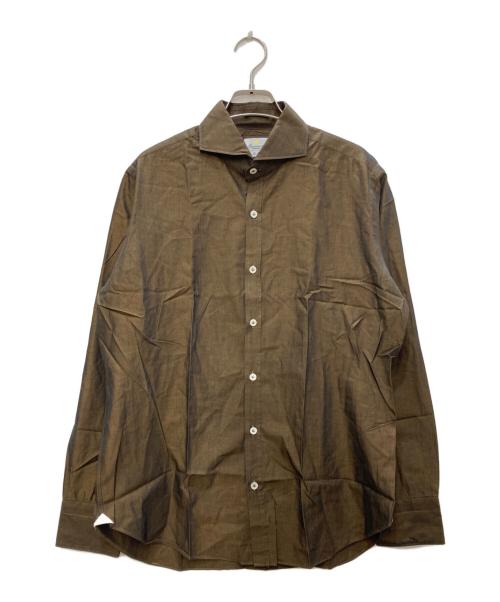 giannetto（ジャンネット）giannetto (ジャンネット) ホリゾンタルカラーシャツ ブラウン サイズ:41の古着・服飾アイテム