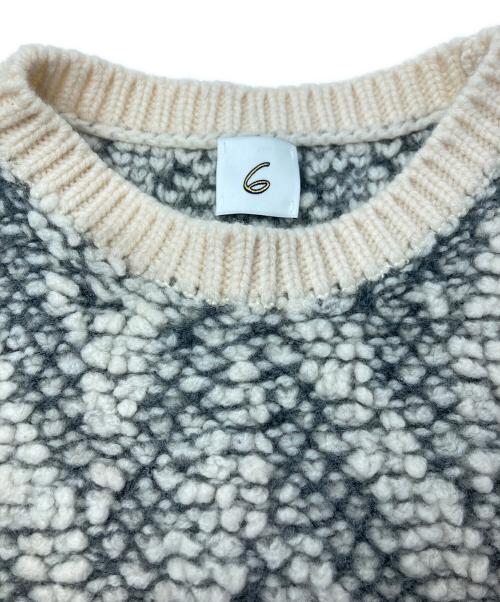 6(ROKU) BEAUTY&YOUTH（ロク ビューティーアンドユース）6(ROKU) BEAUTY&YOUTH (ロク ビューティーアンドユース) JACQUARD KNIT NO SLEEVE PULLOVER ホワイト×グレー サイズ:Freeの古着・服飾アイテム