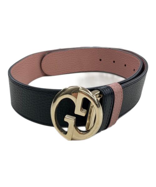 GUCCI（グッチ）GUCCI (グッチ) インターロッキングG リバーシブルベルト ブラック×ピンクの古着・服飾アイテム