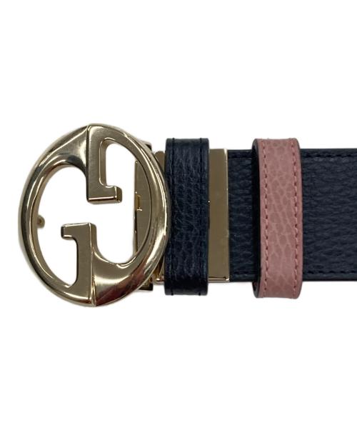 GUCCI（グッチ）GUCCI (グッチ) インターロッキングG リバーシブルベルト ブラック×ピンクの古着・服飾アイテム