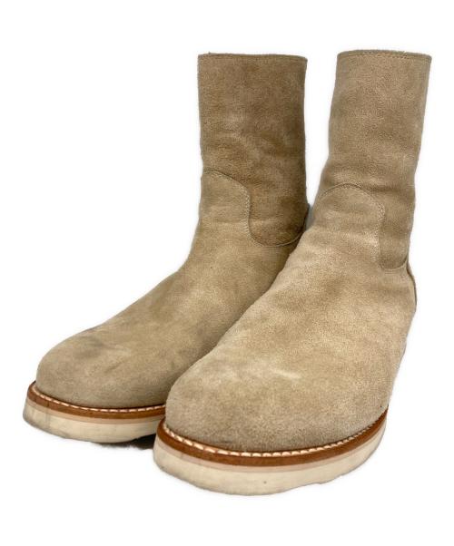 MINEDENIM（マインデニム）MINEDENIM (マインデニム) Suede Leather Back Zip Boots/スエード レザー バック ジップ ブーツ ベージュ サイズ:42の古着・服飾アイテム