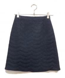 CELFORD（セルフォード）の古着「キルティングウール台形スカート」｜ネイビー
