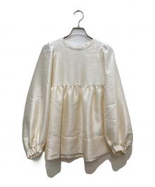 YORI（ヨリ）の古着「シャイニーパフブラウス」｜ベージュ