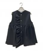 YORIヨリ）の古着「ダブルクロスフリルジレ」｜ブラック